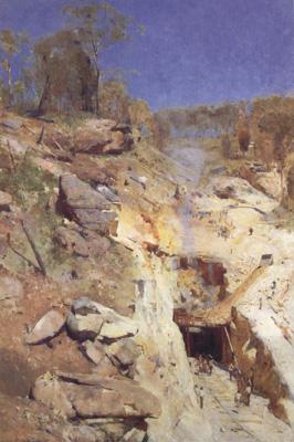 Arthur streeton Fire's on (lapstone tunnel) oil painting picture